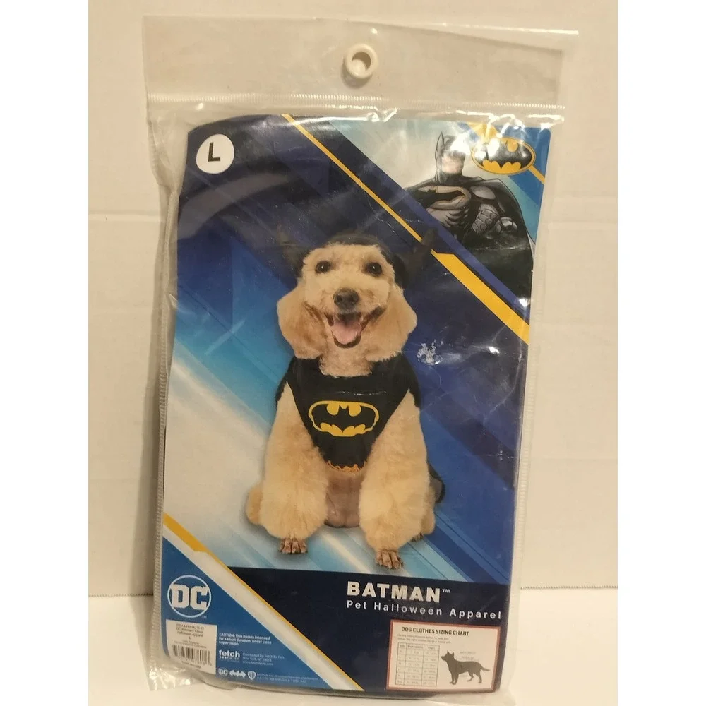 Batman Pet Halloween Costume Size Large DC Comics FFP18215-22 Black Yellow Cute